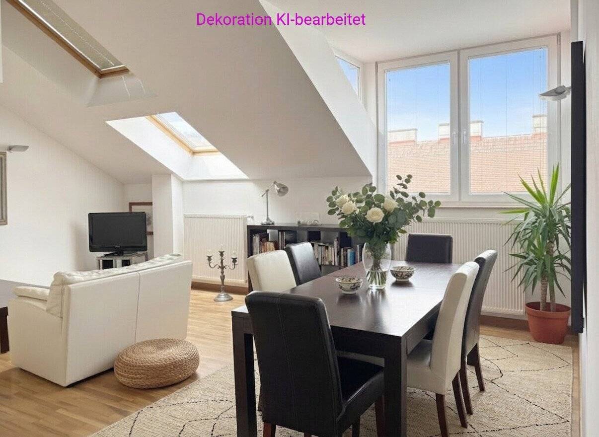 Bright loft apartment with fitted kitchen and parquet flooring