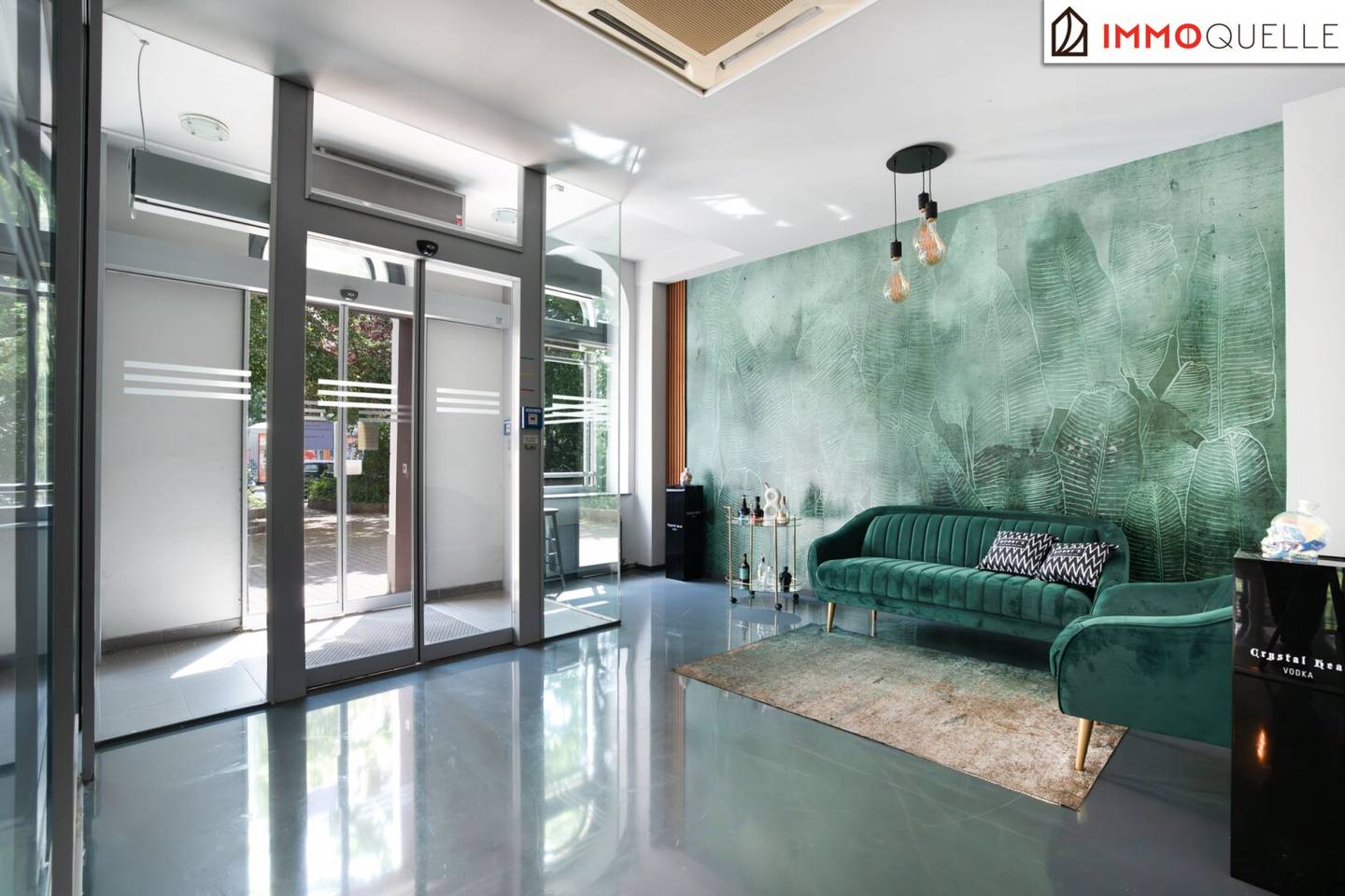 Modernized commercial space with open hall and basement storage