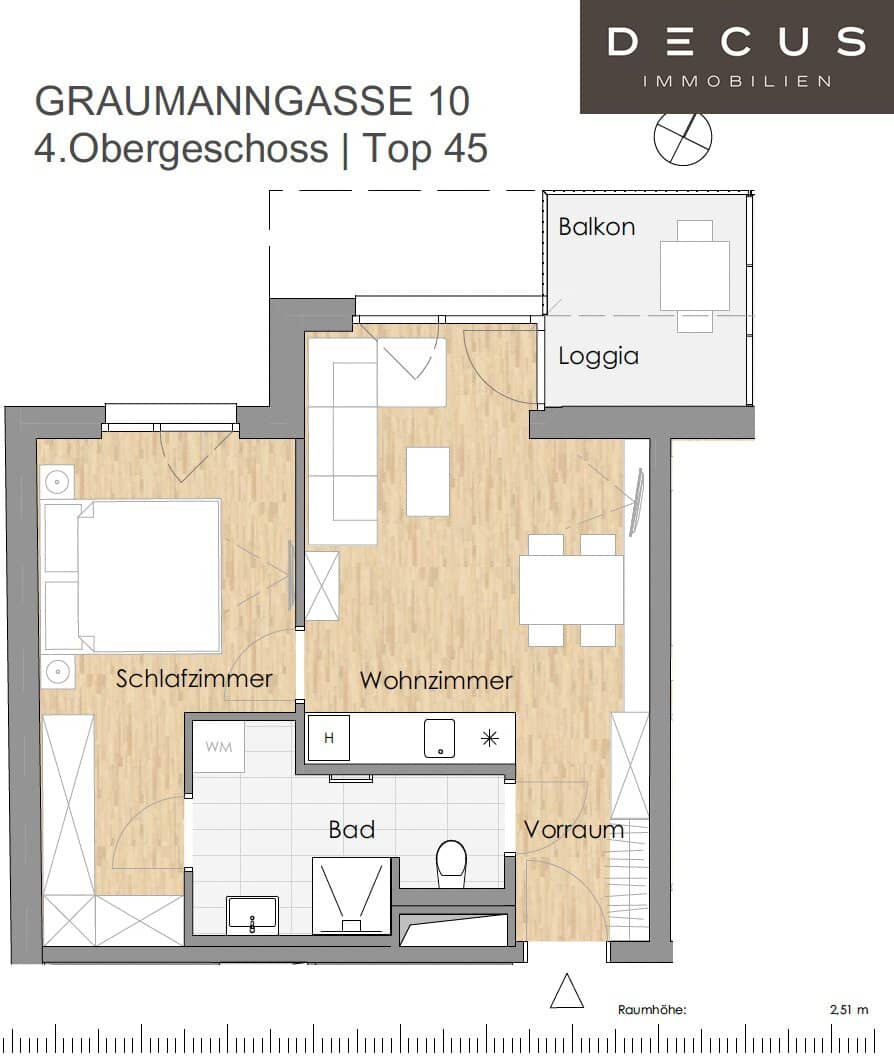 Excellent connectivity two room apartment on the second floor facing the inner courtyard available immediately