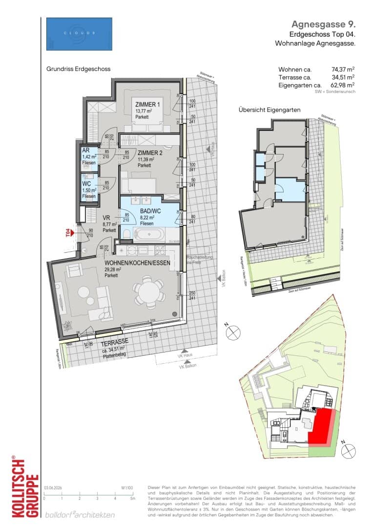 Erdgeschosswohnung mit Terrasse und Garten in grüner Lage