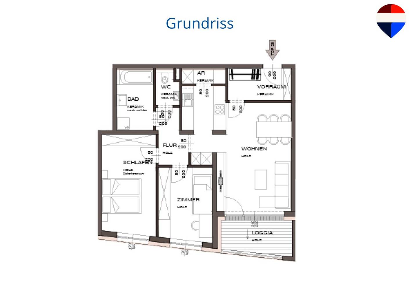 Modern apartment with loggia in central location