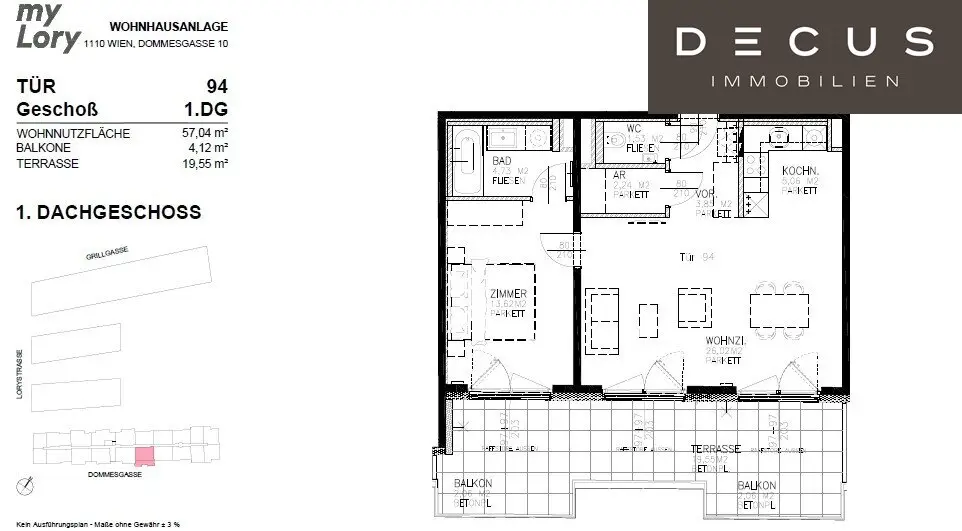 Penthouse apartment with terrace and fitted kitchen