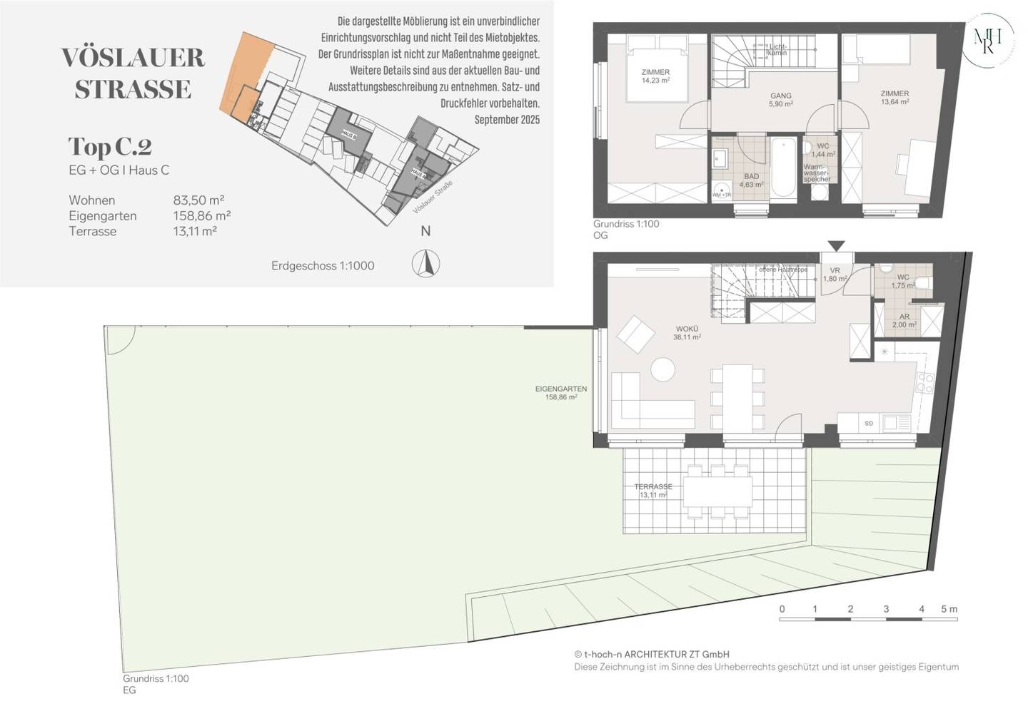 Garden apartment with private garden and panoramic vineyard views