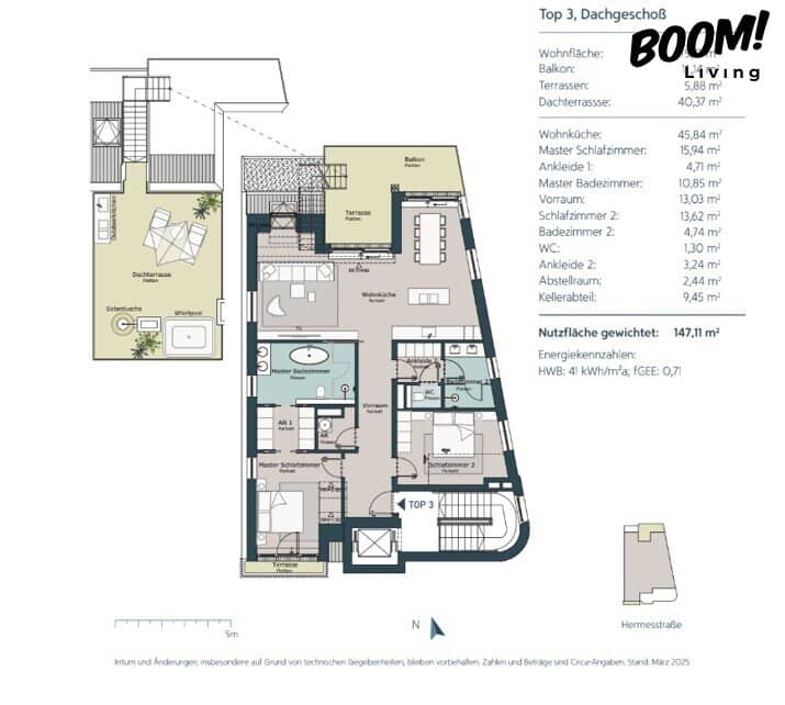 Penthouse mit Dachterrasse und Panoramablick in Hietzing