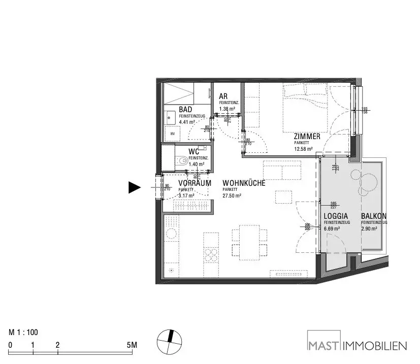 Neubauwohnung mit Balkon Loggia und Parkett beim Hauptbahnhof