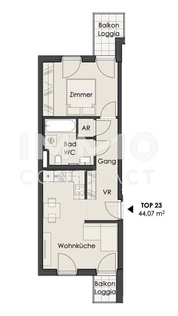 New build apartment with balcony and loggia near Schönbrunn