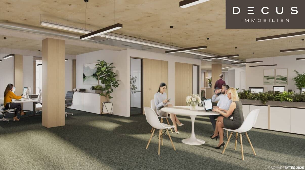 Bürogebäude mit Dachterrasse in nachhaltigem Holz-Hybridbau
