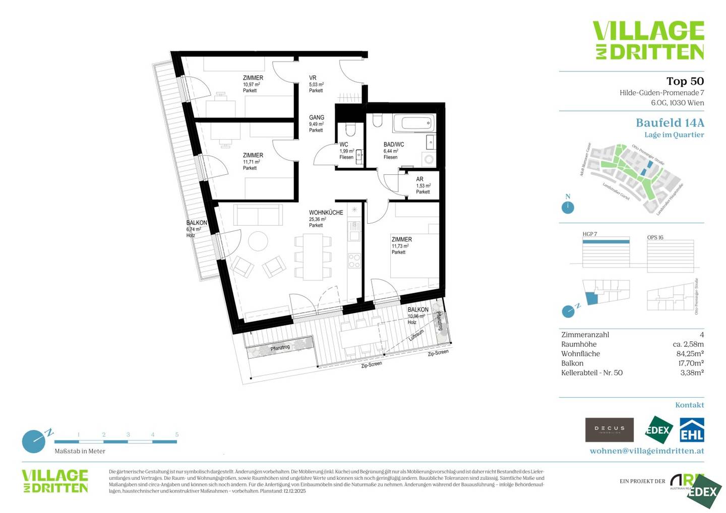 New-build apartment with parquet and balcony at Bert-Brecht-Park