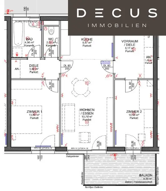 Ruhige Familienwohnung mit Südbalkon und Parkett