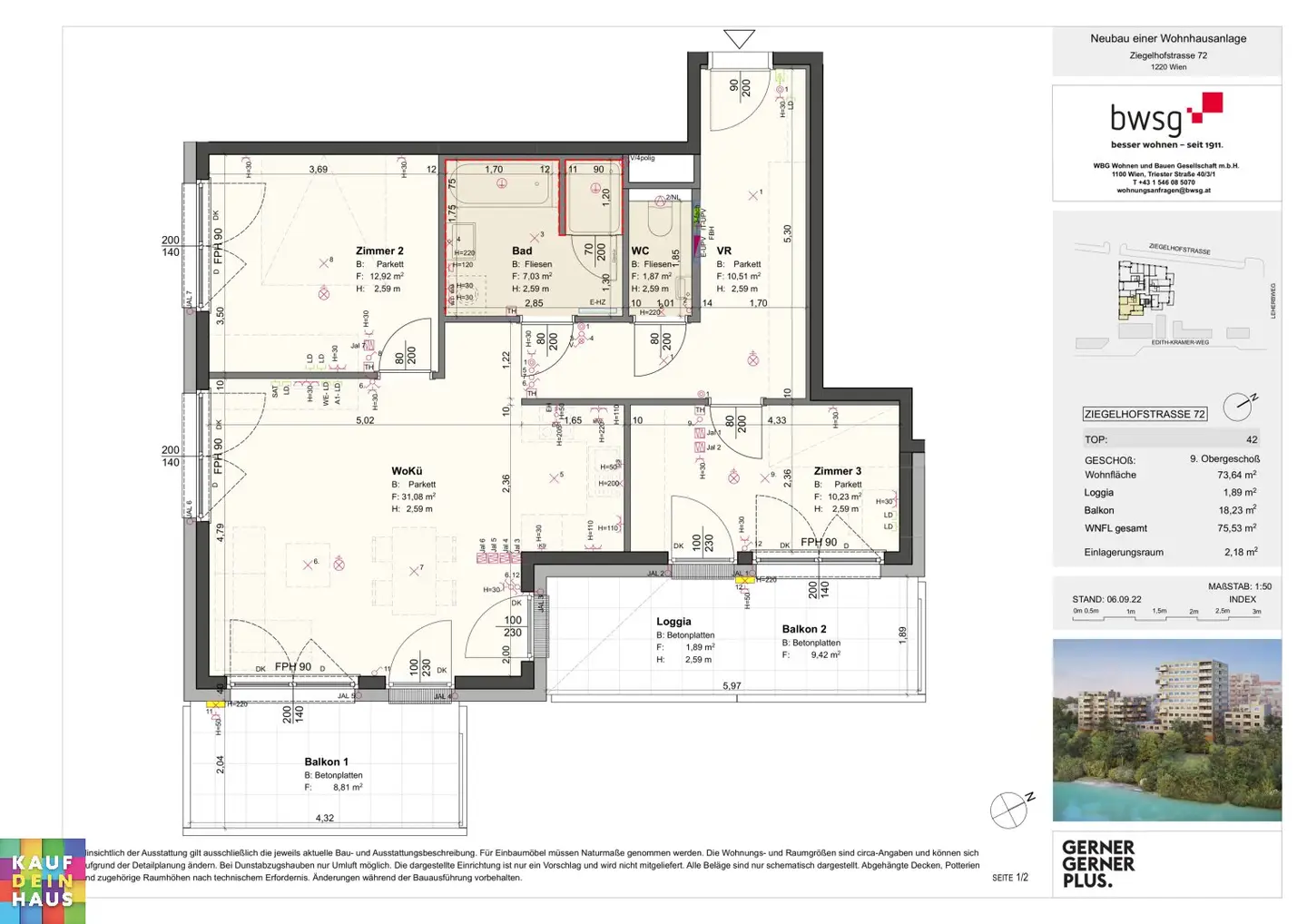 Apartment newly built at Badeteich Hirschstetten with fiber