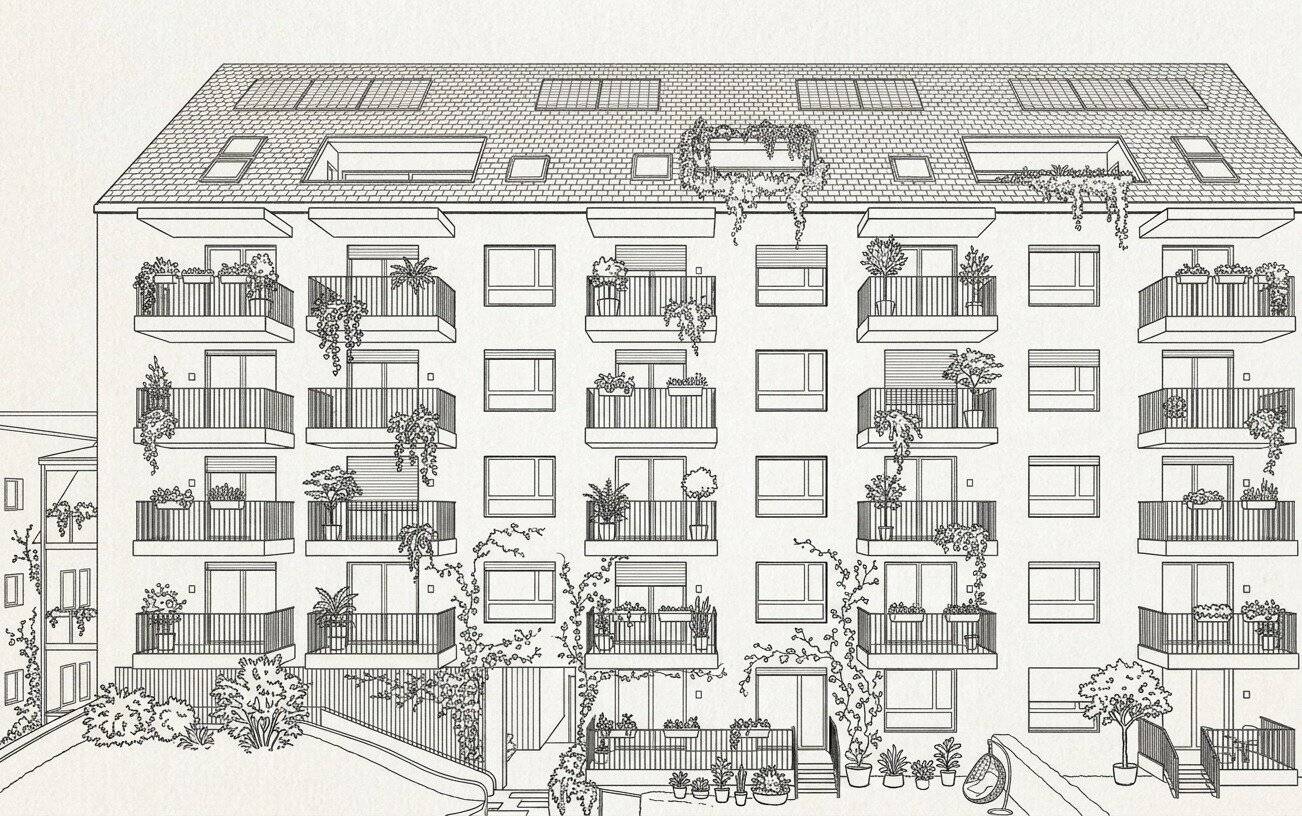 New build apartment with garden and balcony in central green location