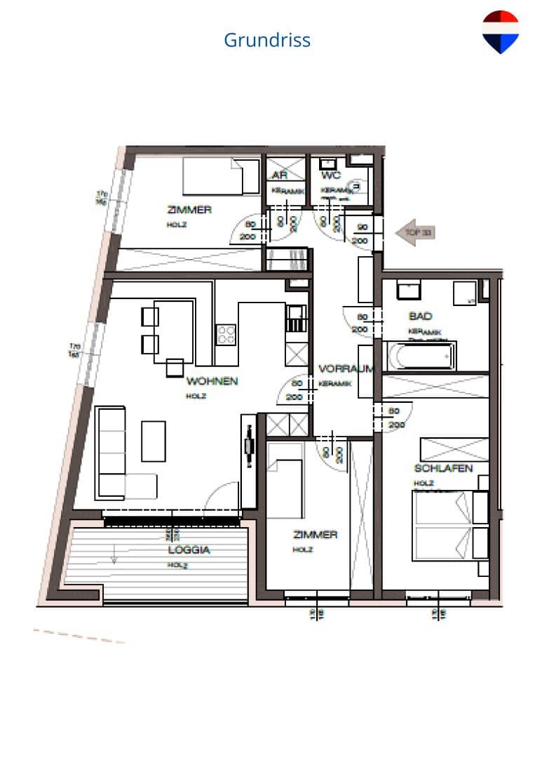 Barrier-Free Apartment with Loggia at the Graben