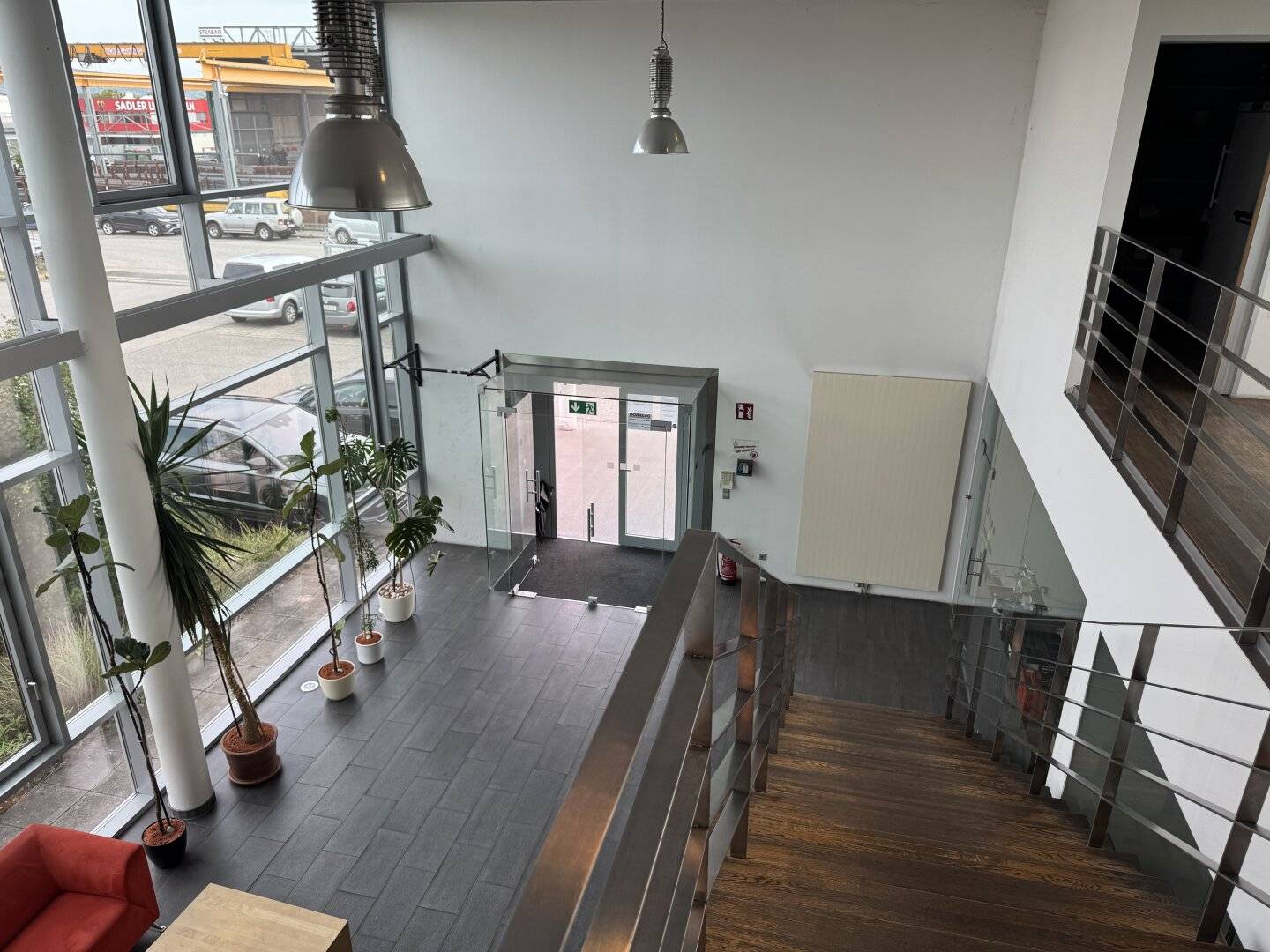 Office location with petrol station and generous open spaces