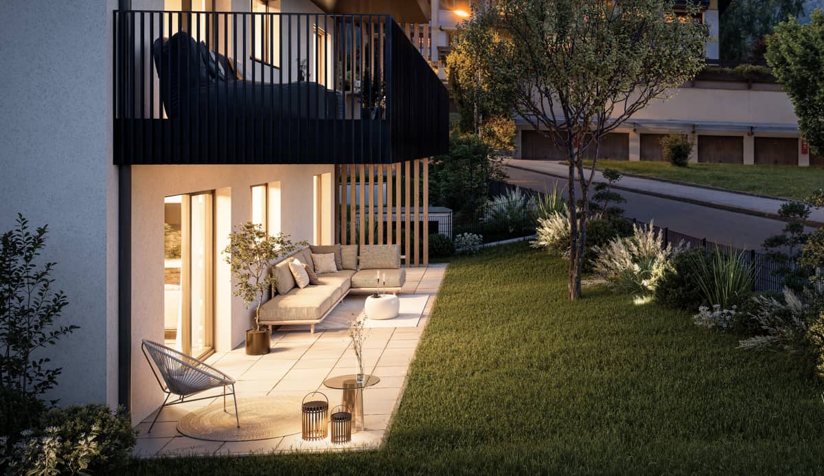 Ground floor apartment with garden and mountain view