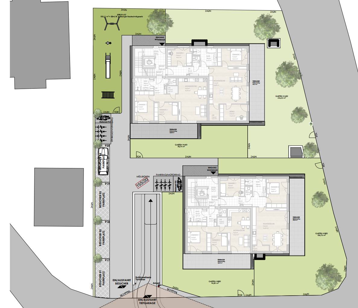 Ground floor apartment with terrace and garden view