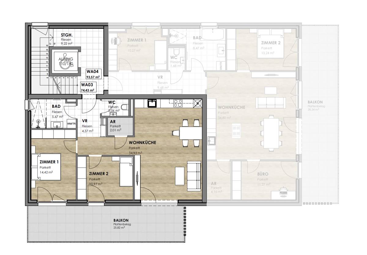 Ground floor apartment with terrace and green view