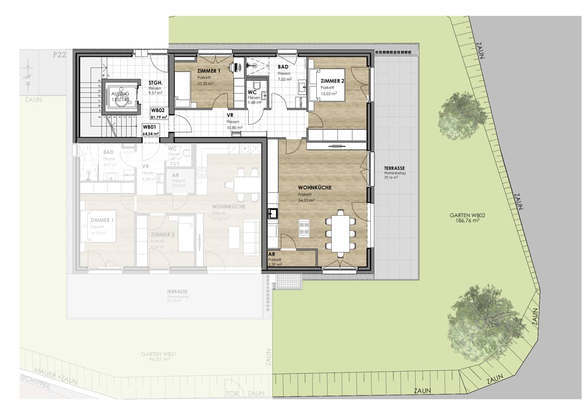 Ground floor apartment with garden and mountain view