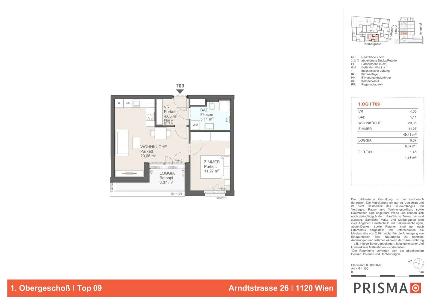 Wohnung mit Loggia und Parkett in Meidling