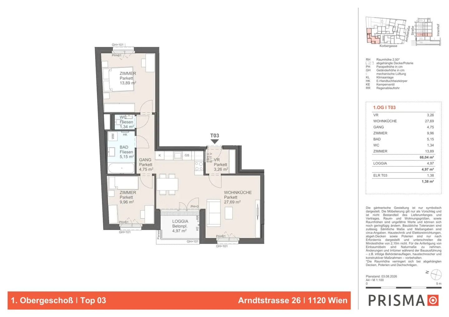 Apartment with Loggia and Parquet in Meidling