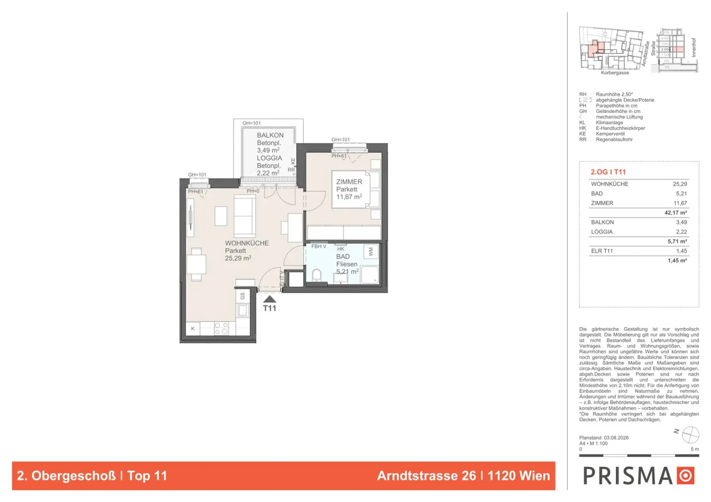 New build apartment with balcony and open kitchen in Meidling