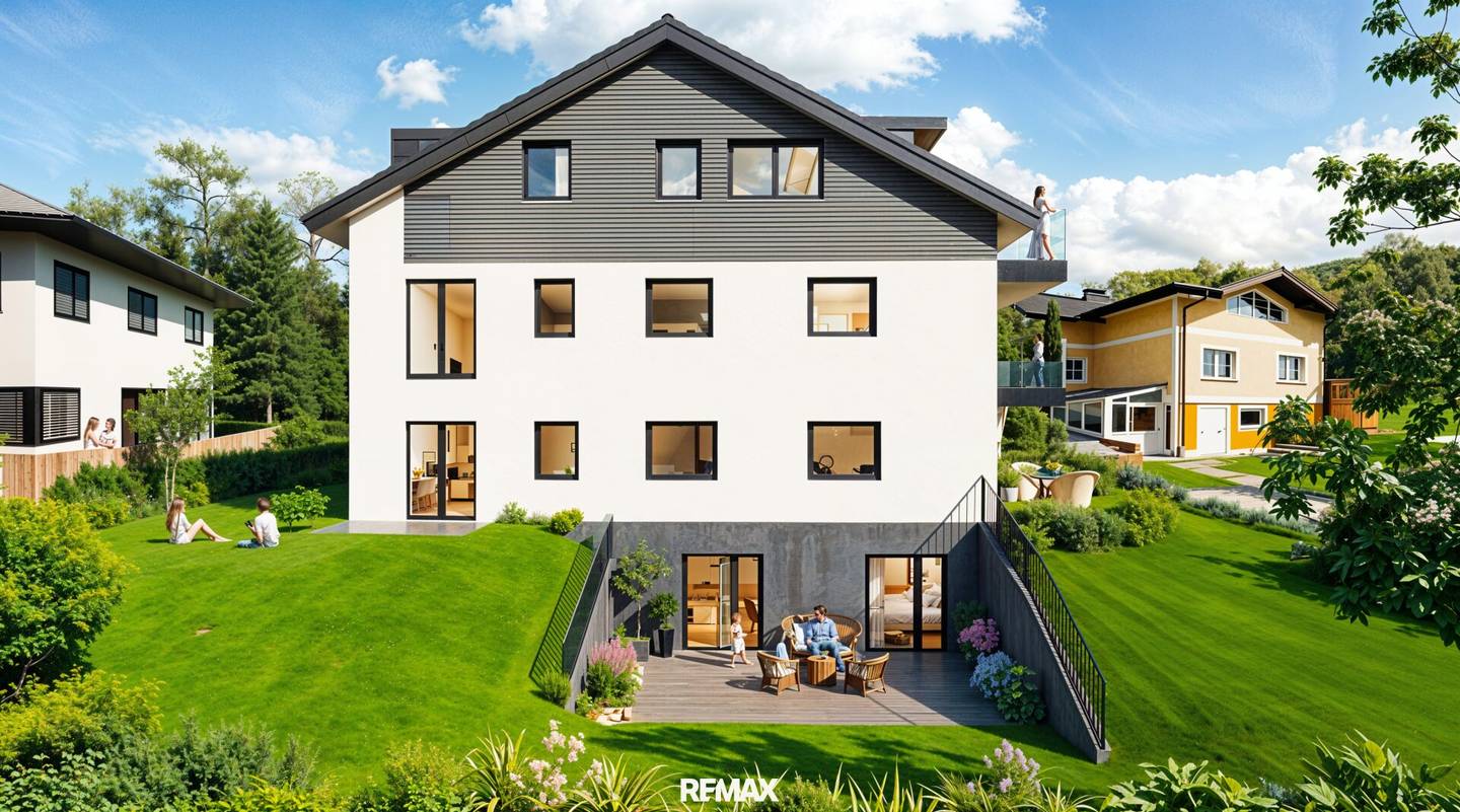 Penthouse-Charakter in Elixhausen: Panoramablick, 33 m² Terrasse und bis zu 4,20 Meter Raumhöhe