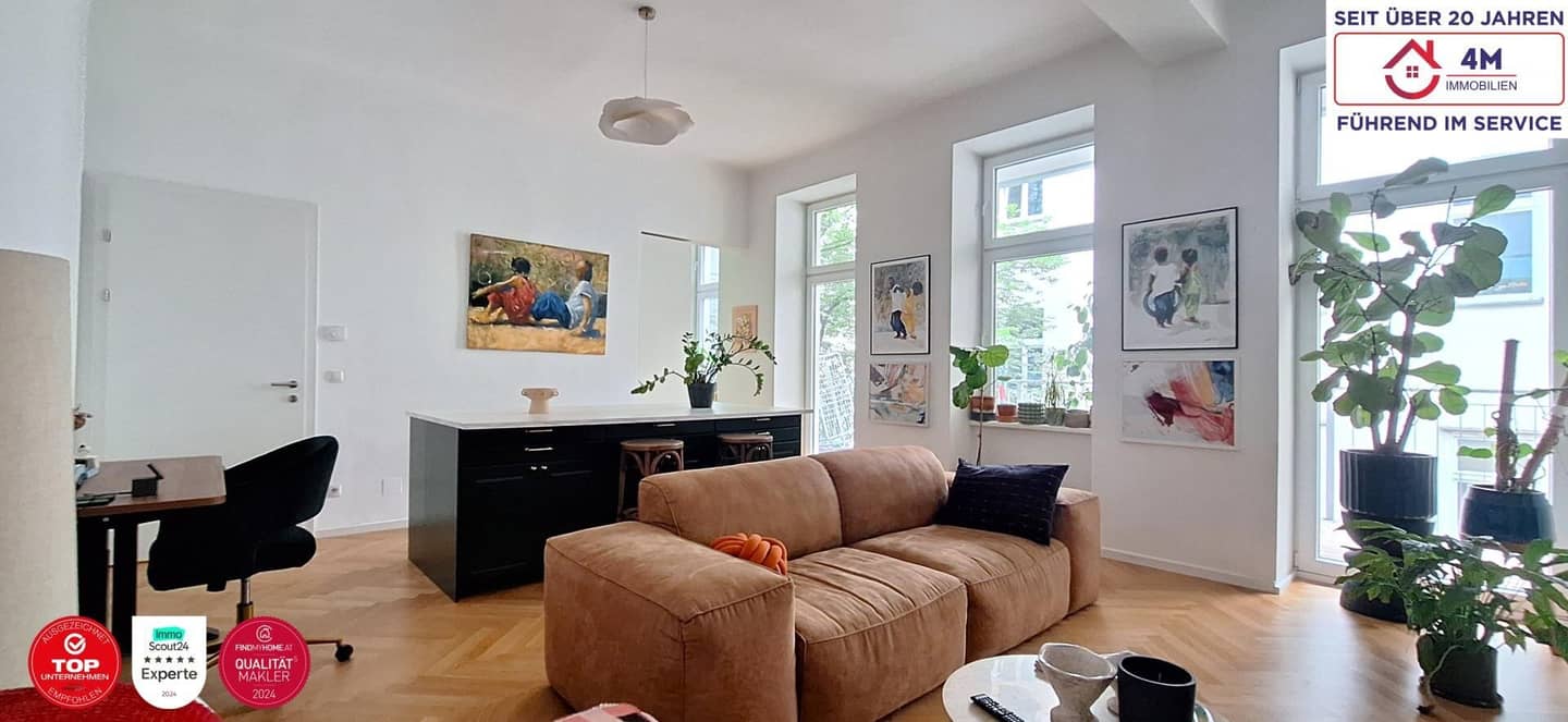 Renovated Altbau Apartment with Balcony and Herringbone Parquet