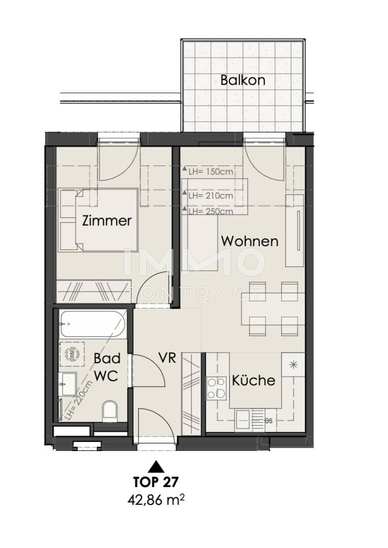 Helle Dachgeschosswohnung mit Westbalkon nahe Schönbrunn