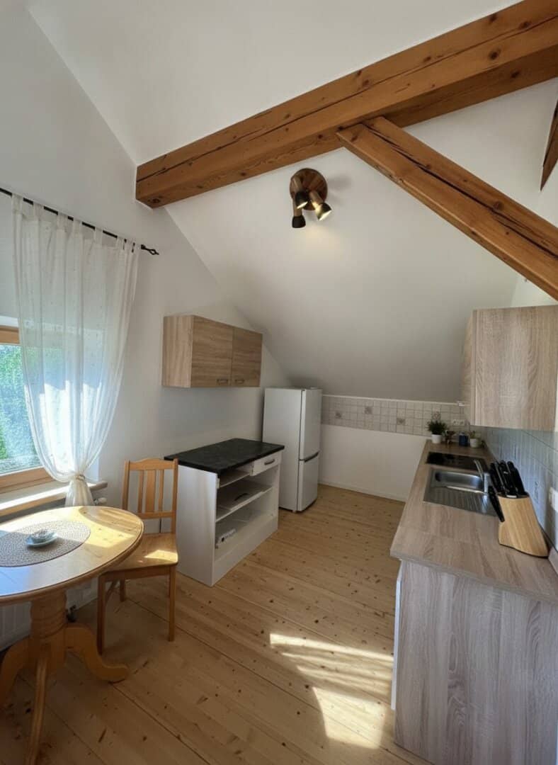 Loft apartment with parquet and fitted kitchen in a green quiet location
