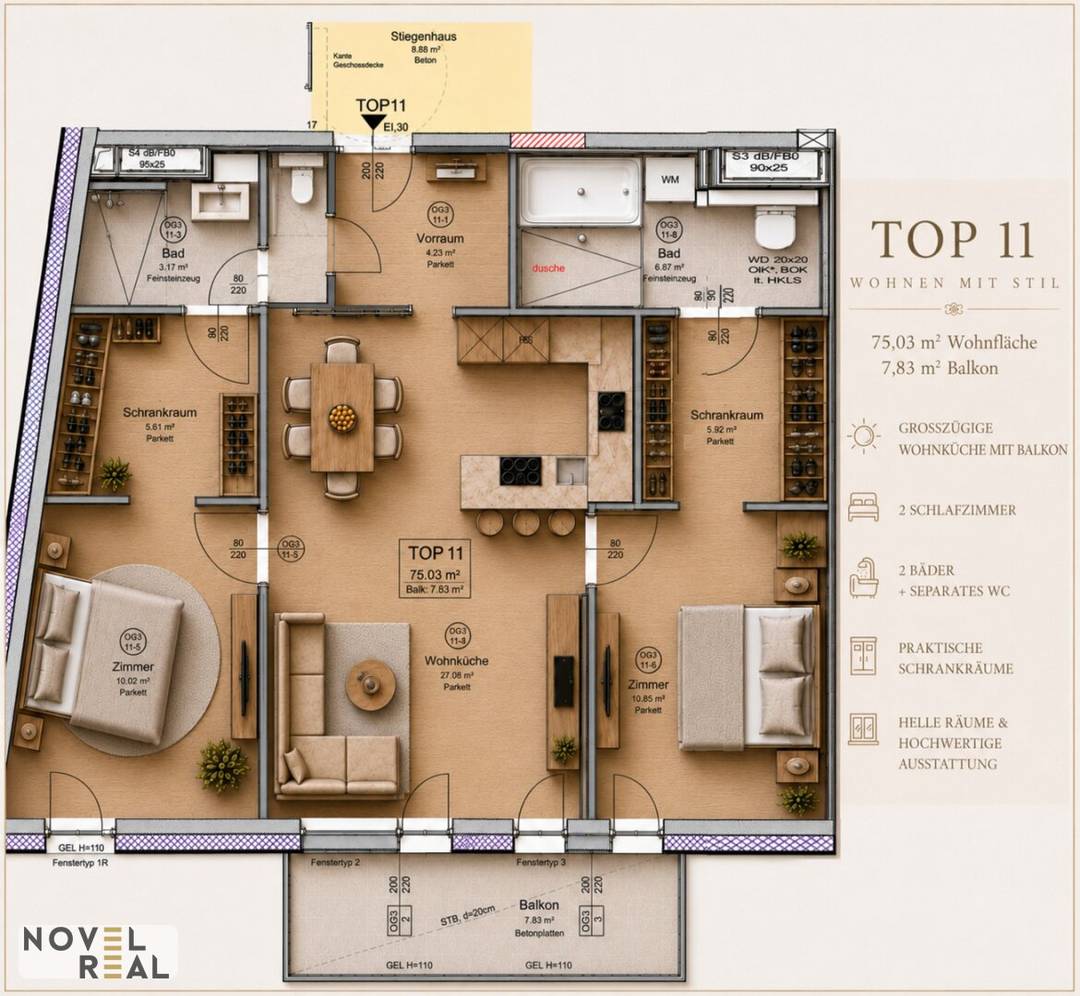 Neubauwohnung mit Terrasse nahe Mariahilfer Straße