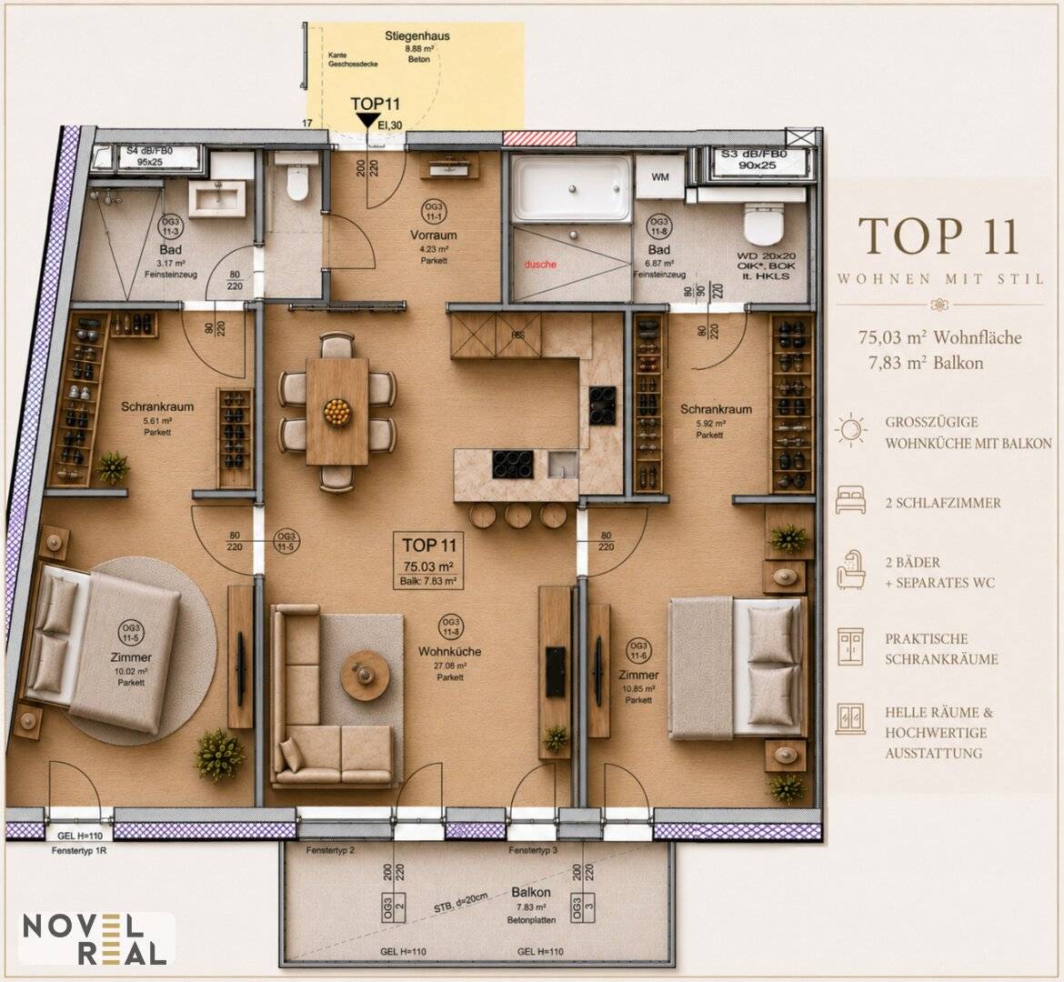 Neubauwohnung mit Terrasse nahe Mariahilfer Straße