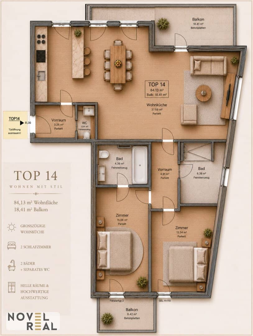 Neubauwohnung mit Terrasse und Balkon in begehrter Lage