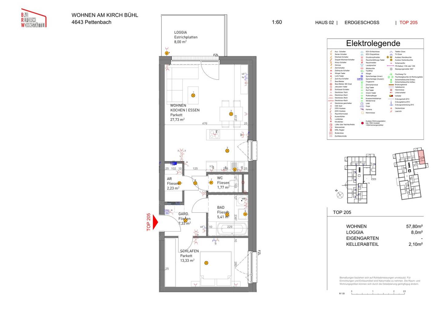 New build apartment with loggia and underground parking in a quiet location