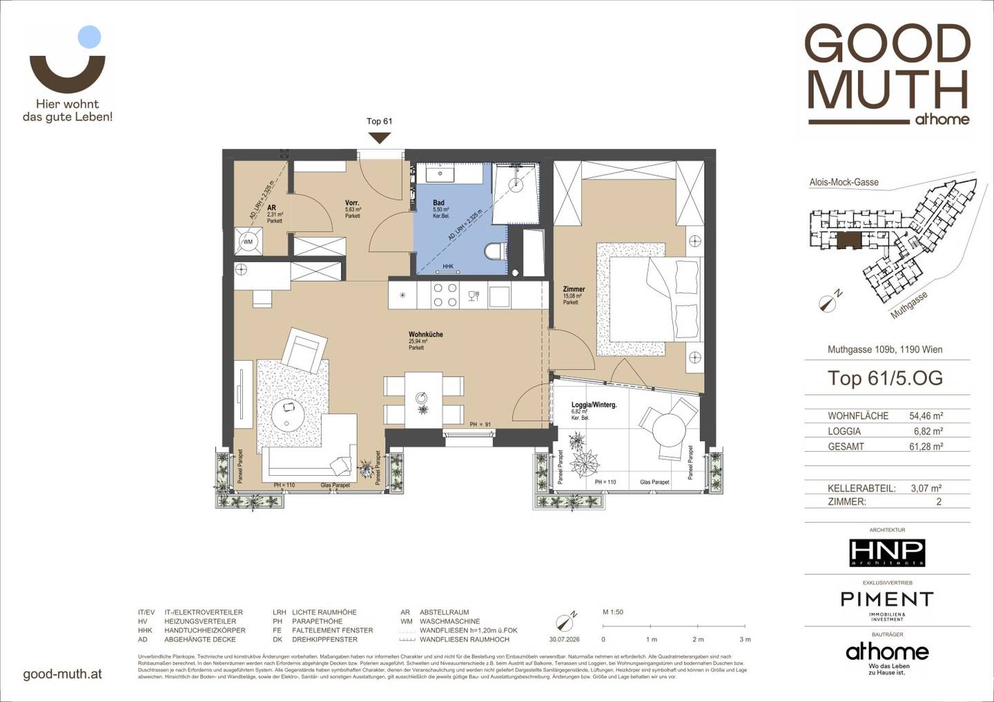 Apartment with loggia and distant view in new build