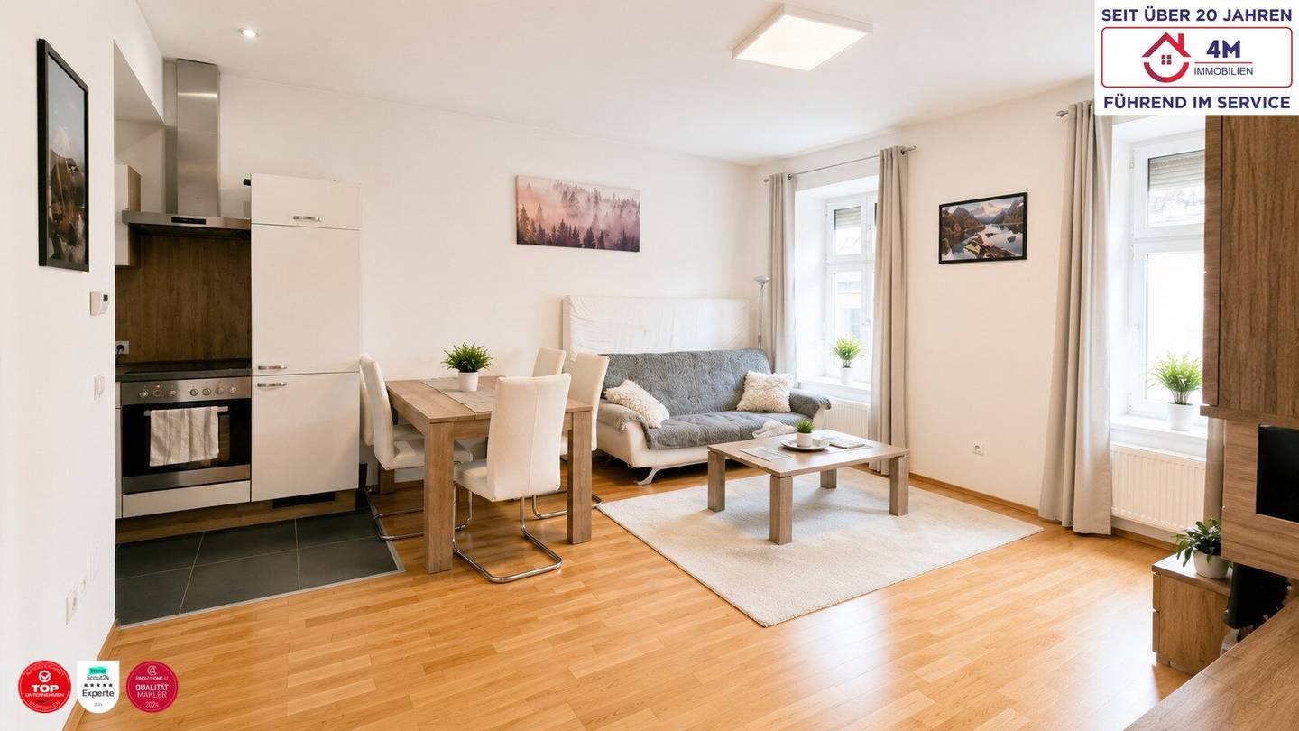 Like-new 2-room apartment with shared garden near Schloss Hetzendorf