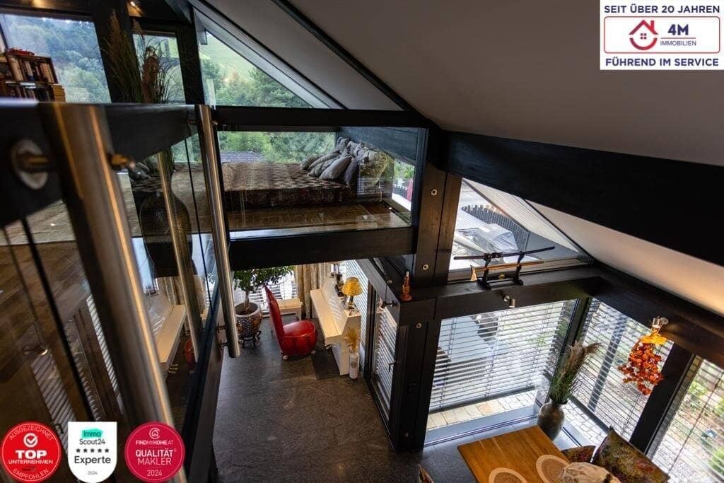HUF architect house with garden pool and garage in Maria Gugging