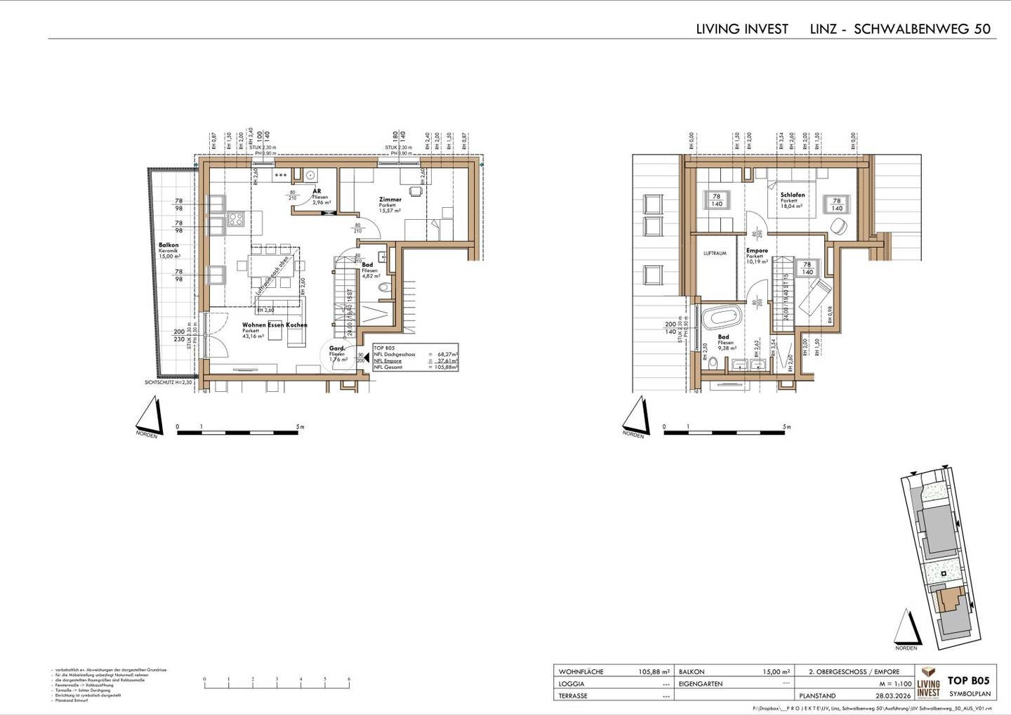 Penthouse with balcony and lake view in Pichling