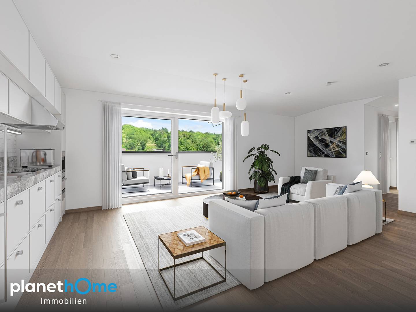 Dachgeschosswohnung mit zwei Dachterrassen und Fernblick