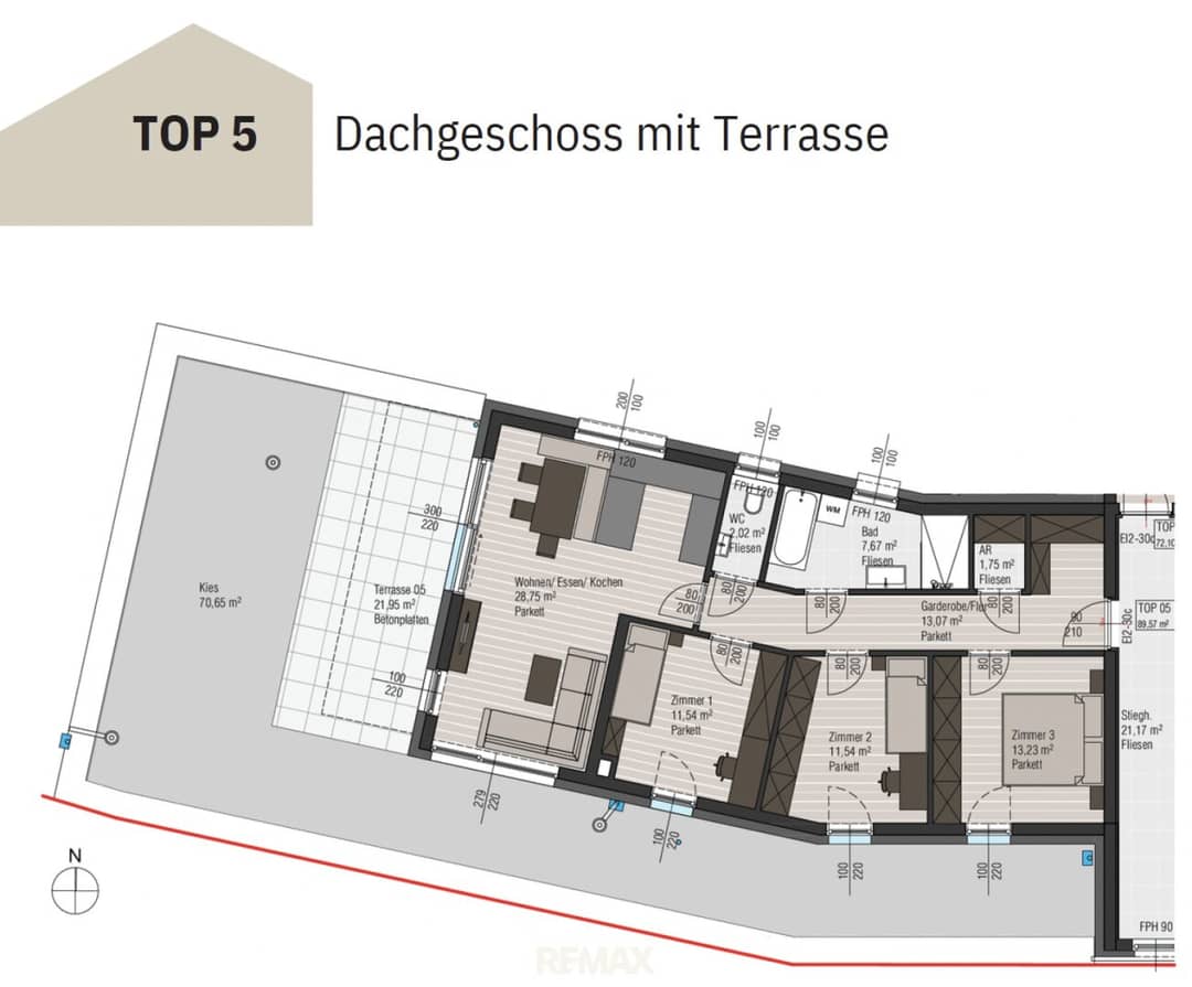 Dachgeschosswohnung mit Dachterrasse und Weitblick