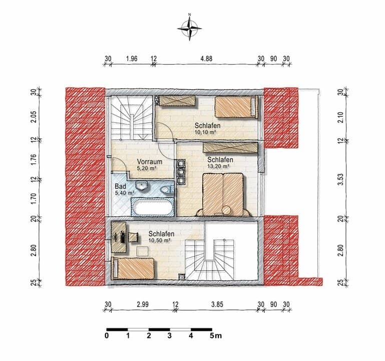 Bright Maisonette with Sunny Terrace and Distant View