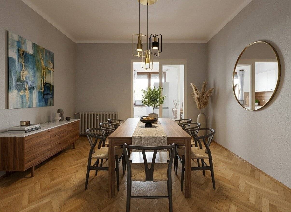 Renovated Altbau apartment with city views and fitted kitchen