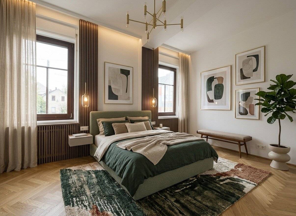 Renovated Altbau apartment with city views and fitted kitchen