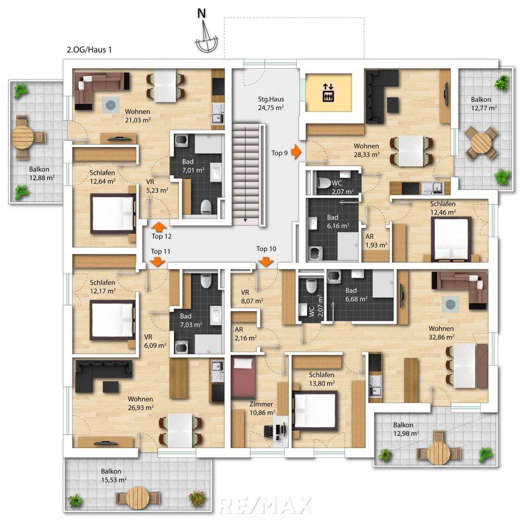 Erstbezug Wohnung mit Balkon und Fußbodenheizung