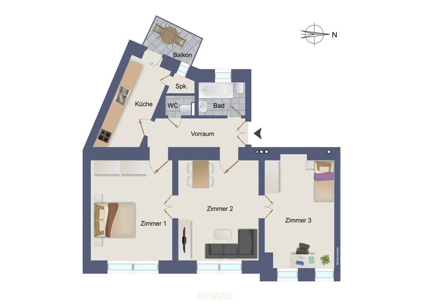 Spacious Altbau apartment with balcony in central location