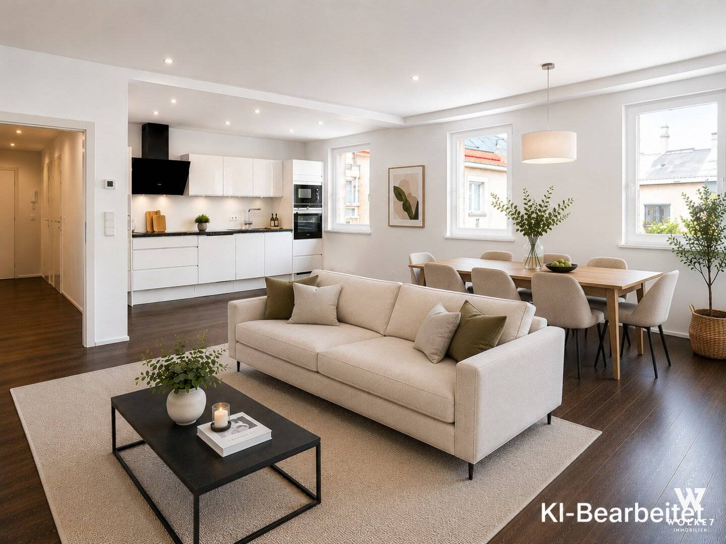 Quiet apartment with open kitchen and parquet