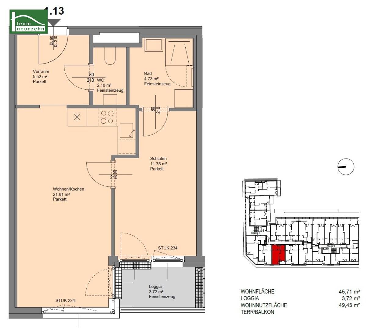 New-build apartment with loggia and open-plan kitchen in central location