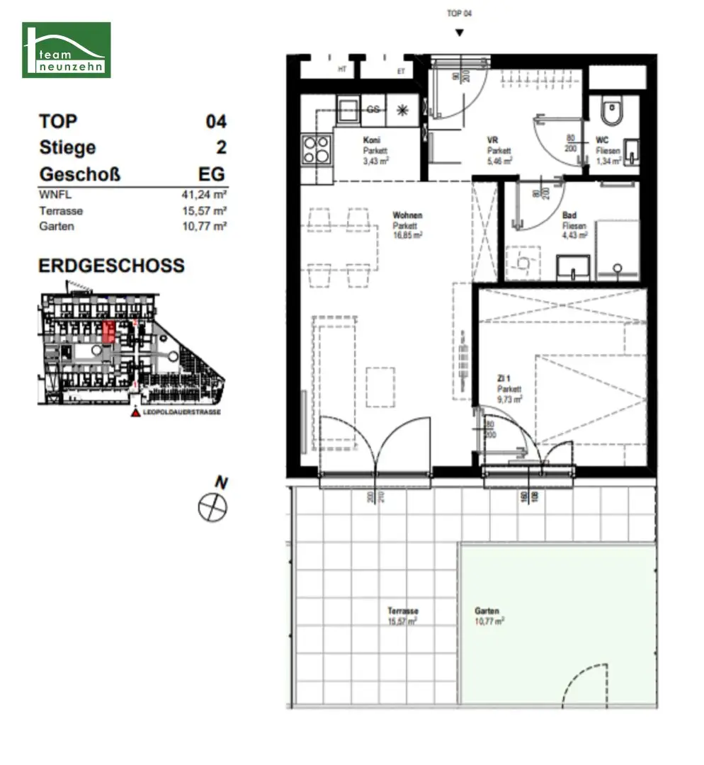 Modern ground floor apartment with terrace and garden
