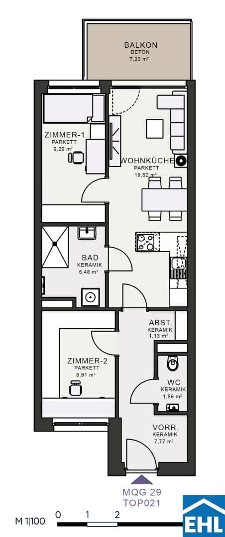 Wohnung mit Balkon und Parkett im Messequadrant Graz