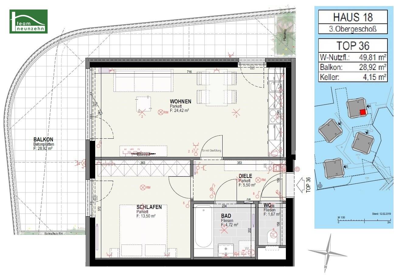 New build apartment with southeast balcony and parquet