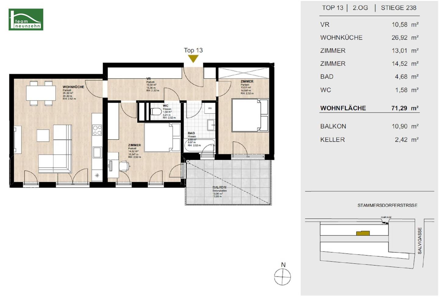 Wohnung mit zwei Terrassen und Grünblick in Stammersdorf