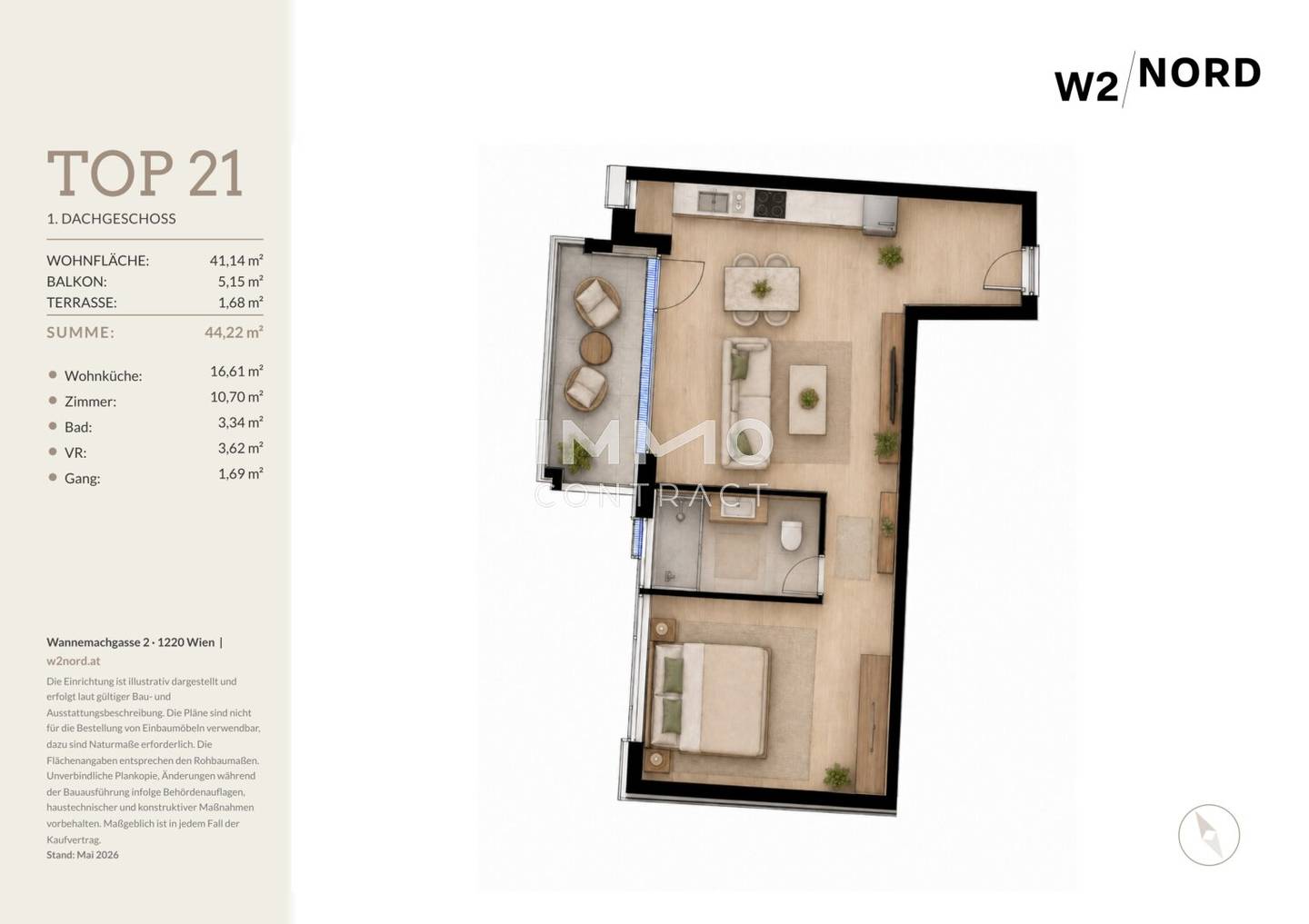 New build apartment with balcony and terrace in green surroundings